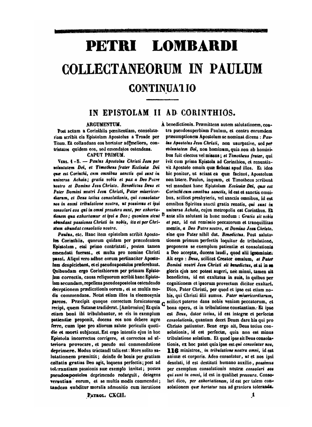 P. Lombardi Magistri Sententiarum, Parisiensis Episcopi opera omnia | Jacques-Paul Migne