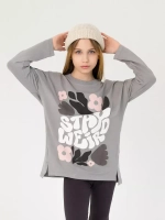 Лонгслив для девочки оверсайз с принтом