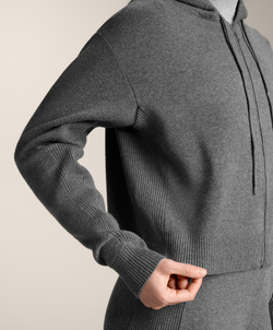 Oysho Вязаная куртка с капюшоном, темно-серый меланж