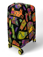 Чехол на чемодан 24", цвет чёрный/разноцветный, Коты