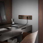 Выключатель двухклавишный серо-коричневый