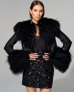 Кардиган с отделкой мехом ламы