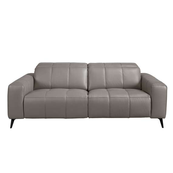 3-местный диван с реклайнером из серой кожи модель 6210