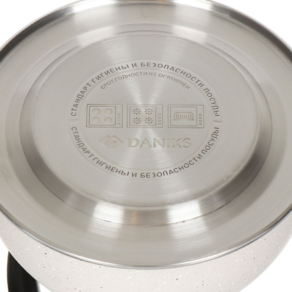 Чайник нерж, 3 л, свист, ручк бакелит, Daniks, беж мрамор, M-009W