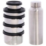 Набор Туриста (бутылка для воды 800мл +5мисок) из нержавеющей стали в чехле