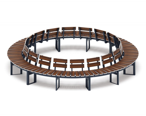 Скамья Модульная радиальная (темный дуб) МФ 42.01.27 (под анкера)