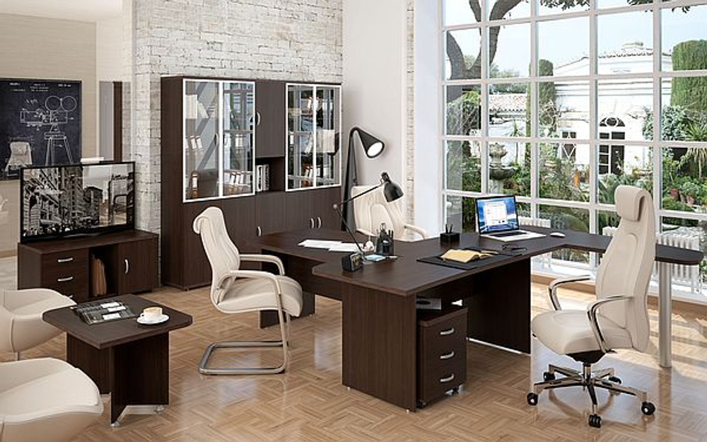 Шкаф низкий со стеклом ЭТАЛОН