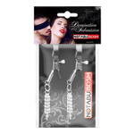 Серебристо-черные зажимы на соски с декором из цепочки (Цвет: серебристый с черным)