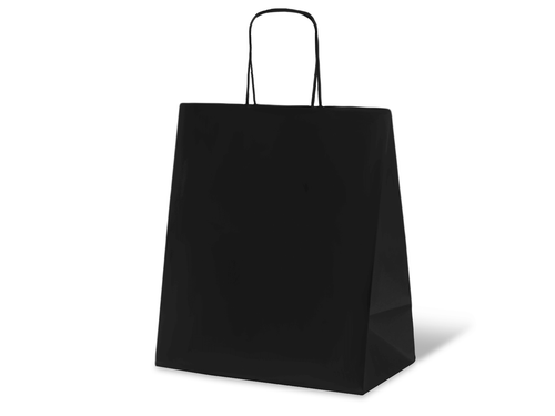 240*140*280 мм Бумажный пакет ЧЁРНЫЙ с кручеными ручками 300шт/кор.