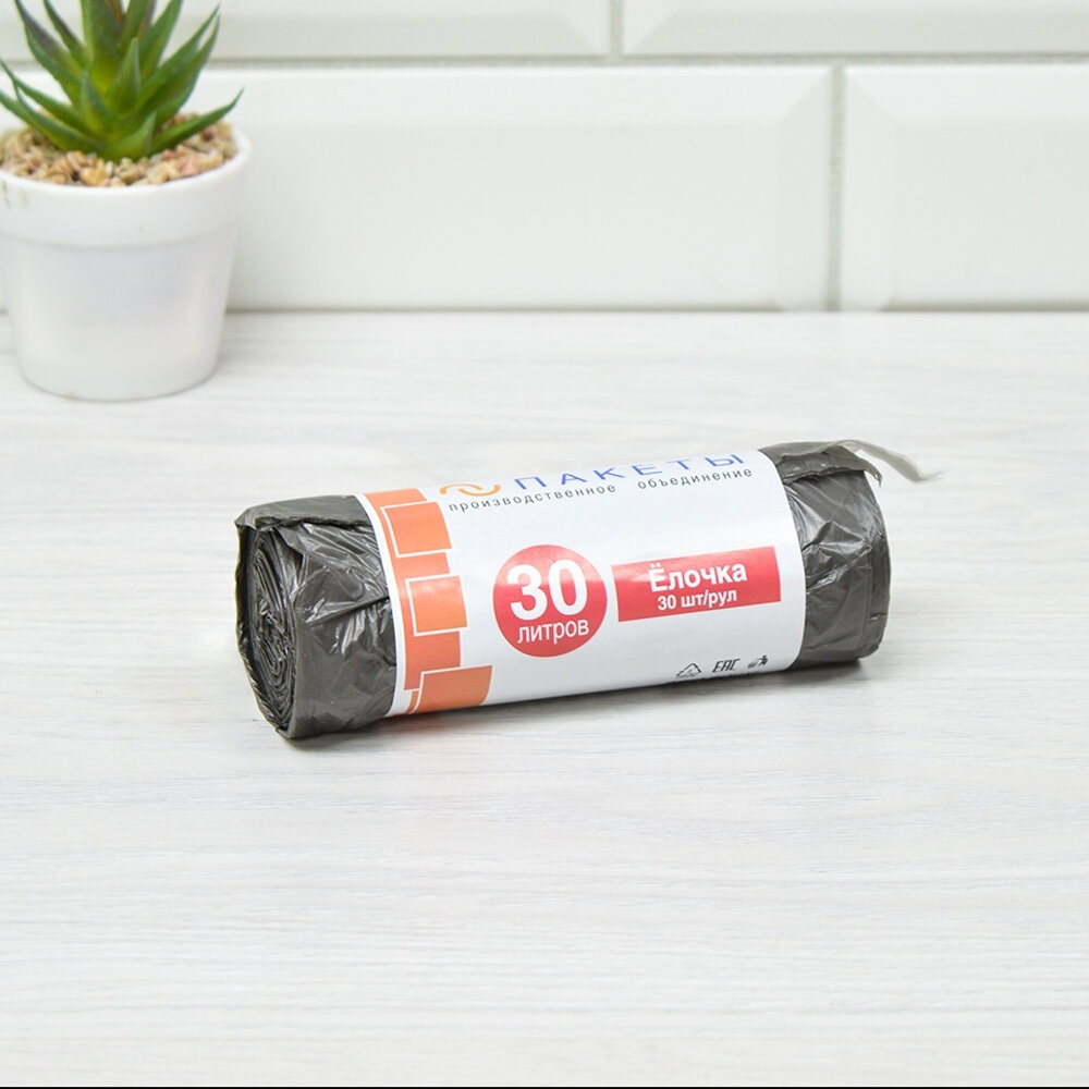 Мешки для мусора 30л 30шт 7мкм ПНД "Елочка" черные