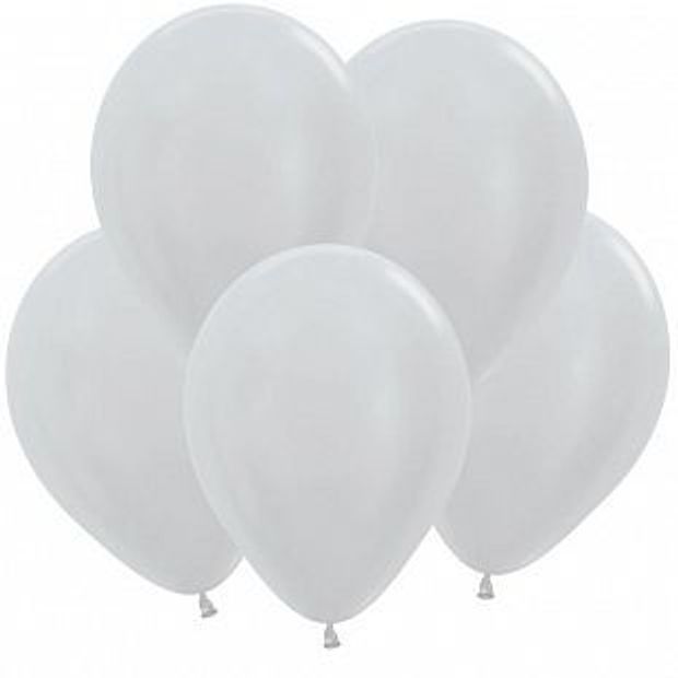 S Шар 10"/25 см перламутр, серебро / Silver (БГ-15)