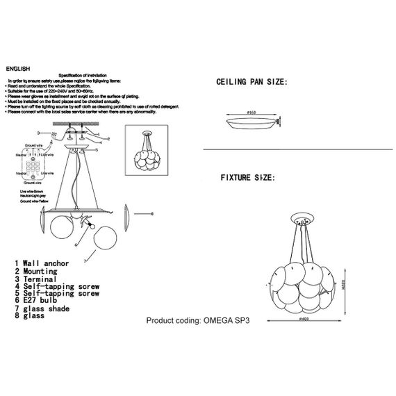 Подвесная люстра Crystal Lux Omega SP3