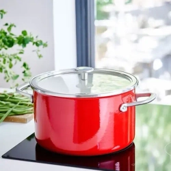 KitchenAid Кастрюля эмалированная 24 см 6 л с крышкой Империя Красная