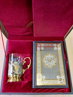 Набор "Герб РФ" ежедневник с подстаканником  №1 (Златоуст)