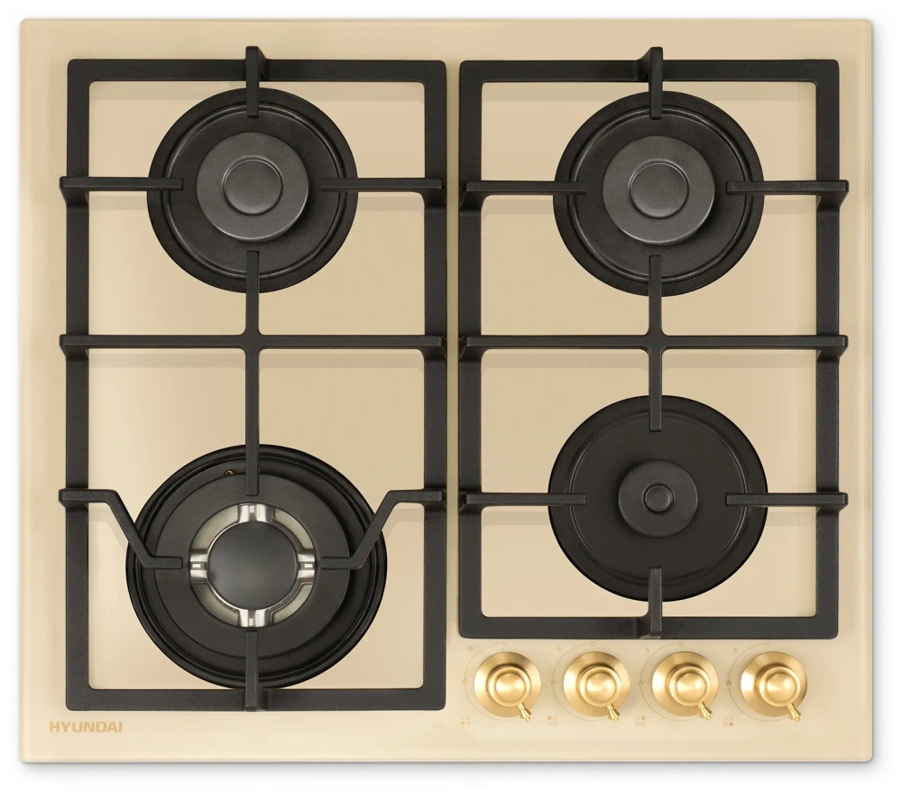 Варочная поверхность газовая Hyundai HHG 6436 BE бежевый