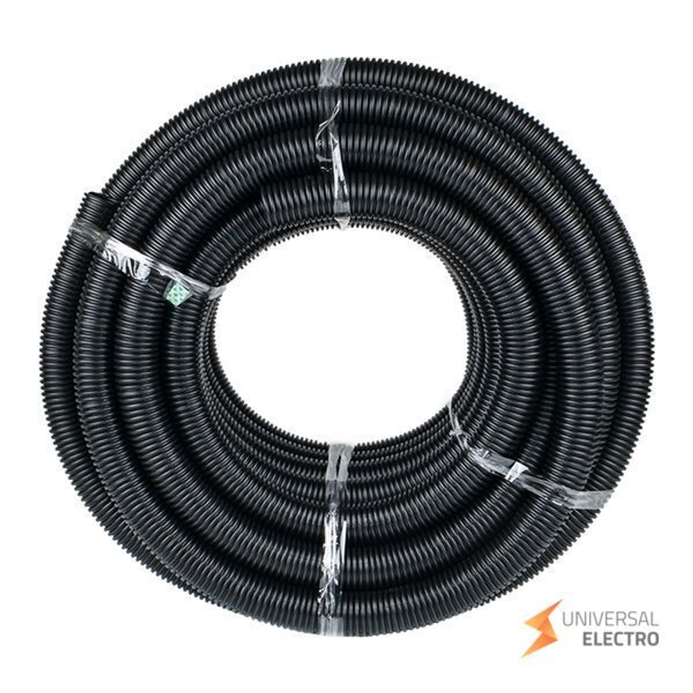 Труба гофр, ПНД тяжелая с протяжкой d50 мм (20 м) черная EKF-Plast