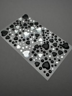 1837 Наклейки для ногтей, лица и тела микс с сердечками чёрные