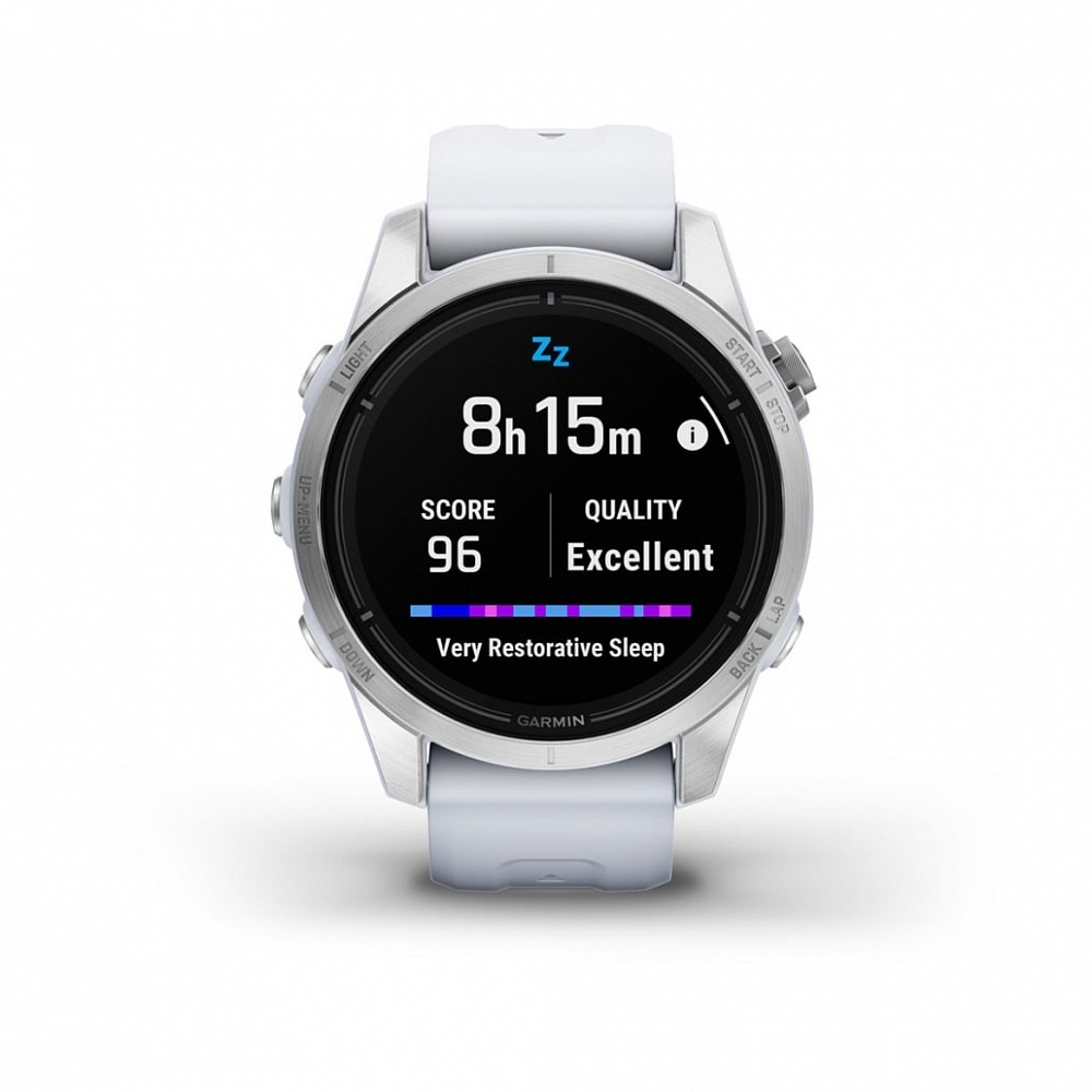 Умные часы Garmin Epix Pro (Gen 2) Standard Edition 42 мм, серебристый корпус, белый ремешок