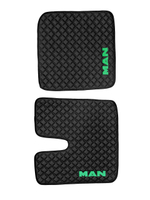 Ковры MAN TGX с 1-м ящиком (автомат) (экокожа, черный, черный кант, зеленая вышивка)