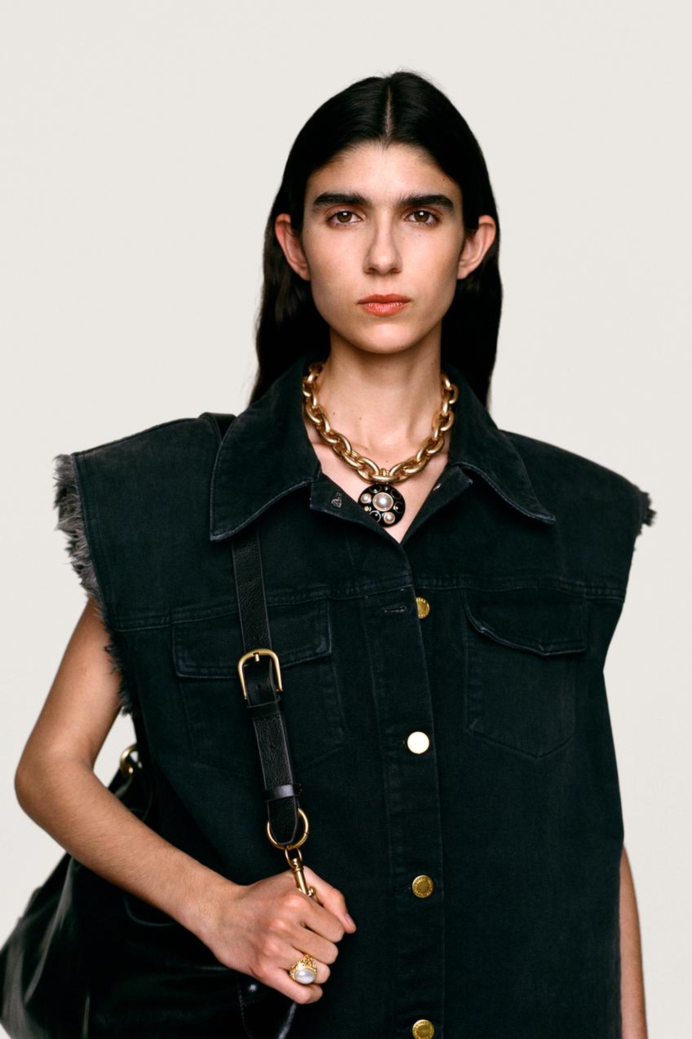 ZARA X WILLY CHAVARRIA ДЖИНСОВОЕ ПЛАТЬЕ БЕЗ РУКАВОВ, ЧЕРНЫЙ