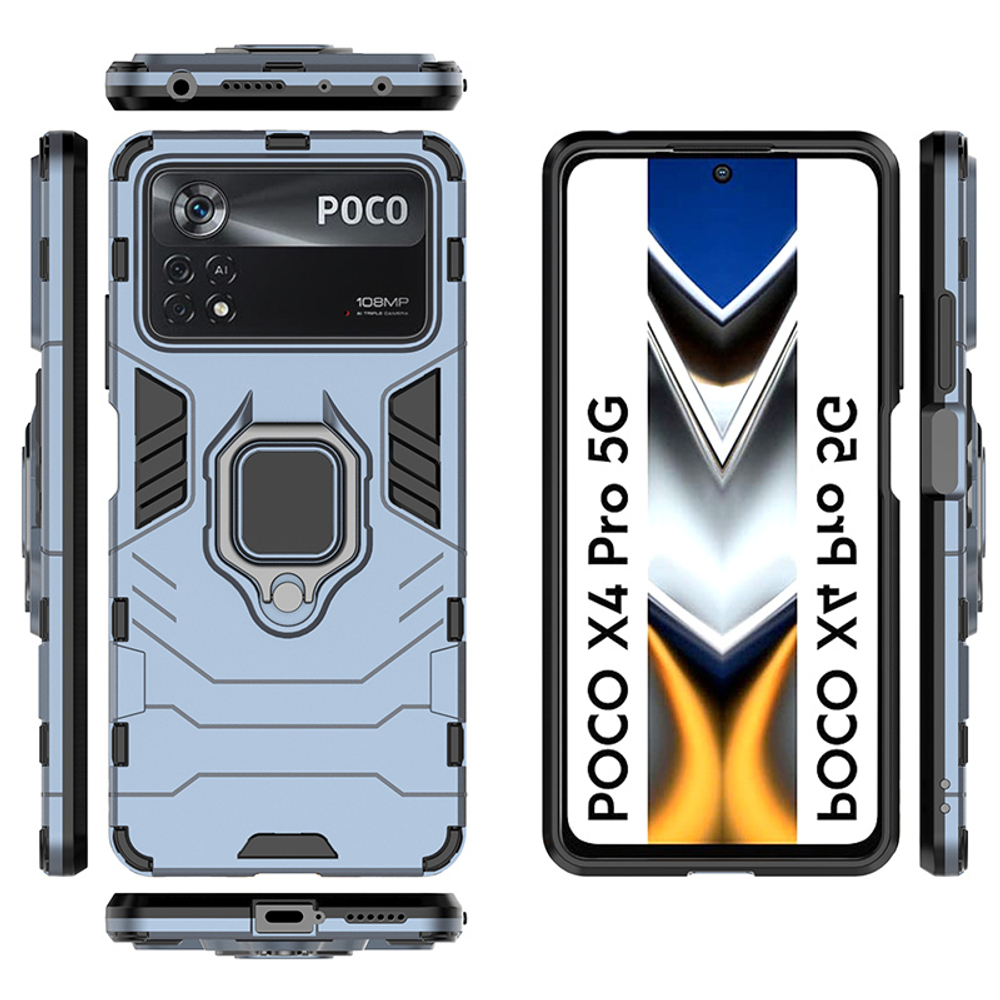 Противоударный чехол с кольцом Panther Case для Xiaomi Poco X4 Pro 5G