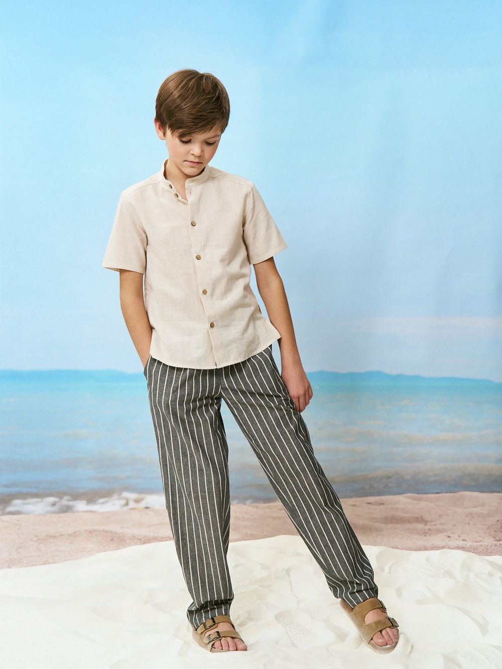 Рубашка хлопковая "Крем-брюле" с коротким рукавом 7+