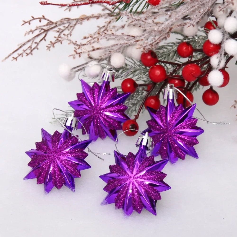 Ёлочные игрушки «Таинственное очарование» Звезда остроконечная 6 см (набор 4 шт), фиолетовый