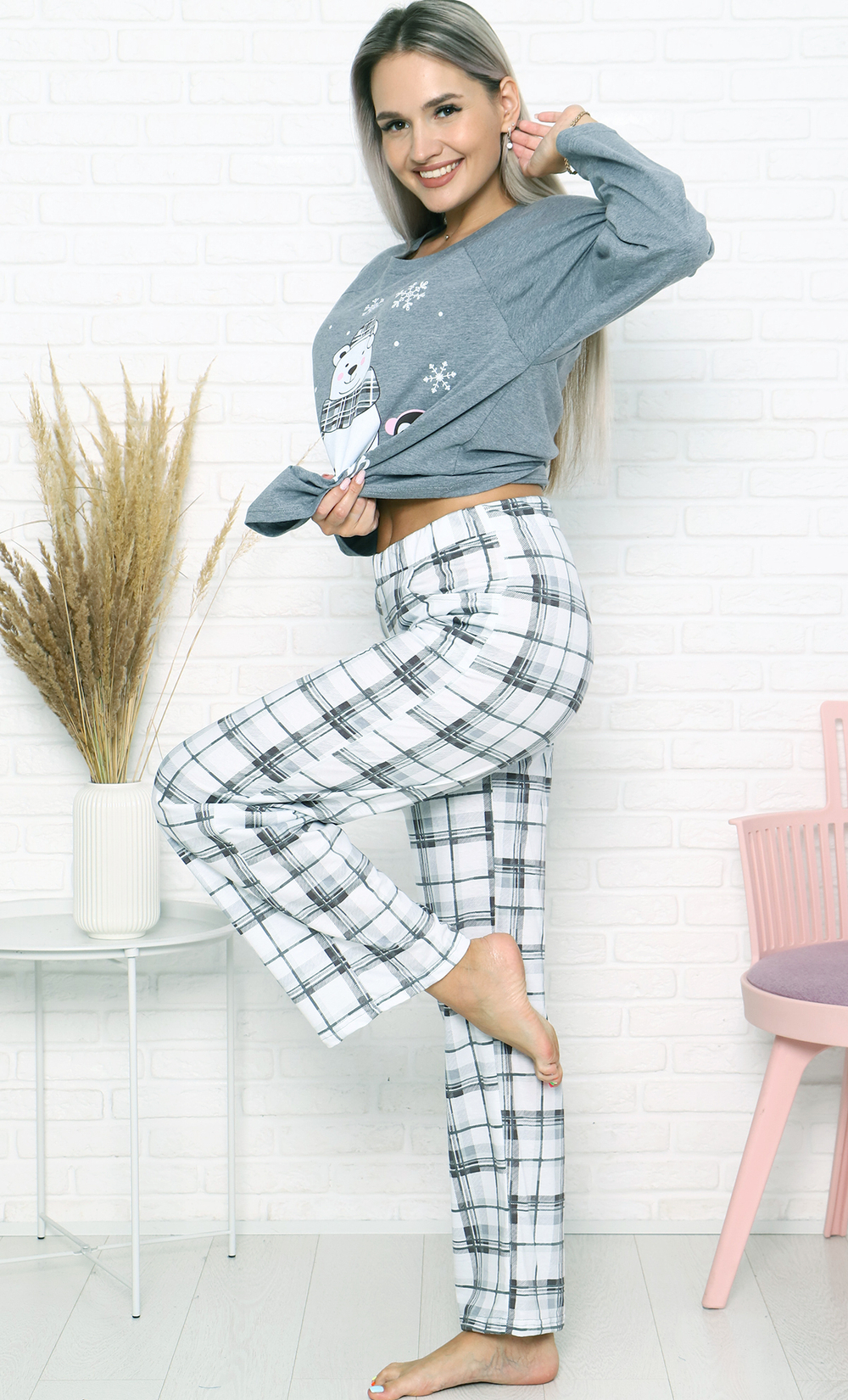 Пижама женская штаны+футболка дл/р ТК-3843