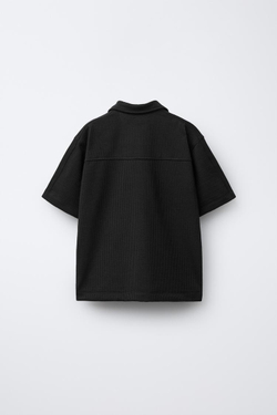 ZARA КОМПЛЕКТ ИЗ РУБАШКИ С КАРМАНОМ И ШОРТЫ-БЕРМУДЫ, ЧЕРНЫЙ