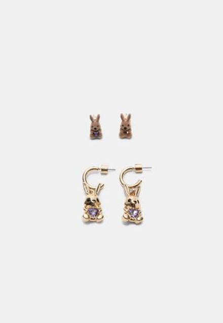 STRADIVARIUS Набор из 2 пар сережек-кроликов, золотой