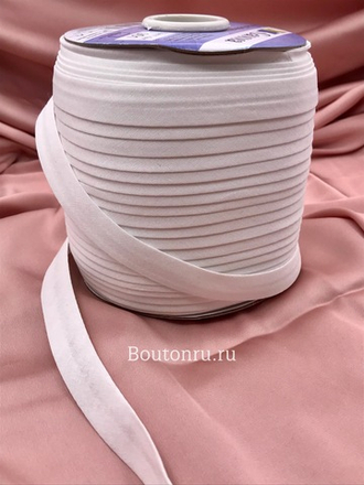 Косая бейка хлопок №001 белая GAMMA GK-15C 14-15 мм