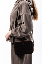 Louis Lefevre Сумка женская натуральная кожа замша через плечо кросс боди коричневая