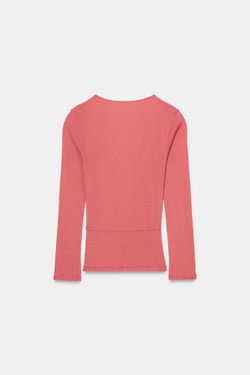 ZARA ФУТБОЛКА С ЗАПАХОМ SUPIMA®, КОРАЛЛОВО-КРАСНЫЙ