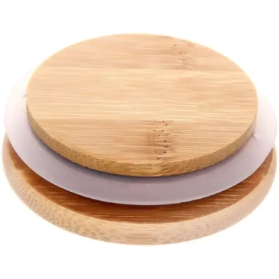 Банка для продуктов стеклянная 200мл «Хай-Тек» с бамбуковой крышкой 6,5*9,5см