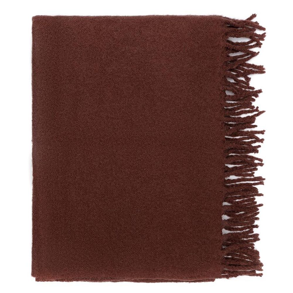 Плед мохеровый шоколадного цвета из коллекции Essential, 130х180 см