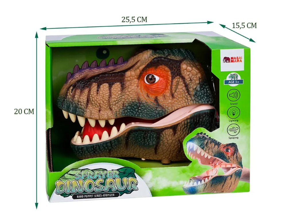 Детская игрушка на руку Тиранозавр(Тирекс) парогенератор, коричневый, серия "Мир Динозавров"