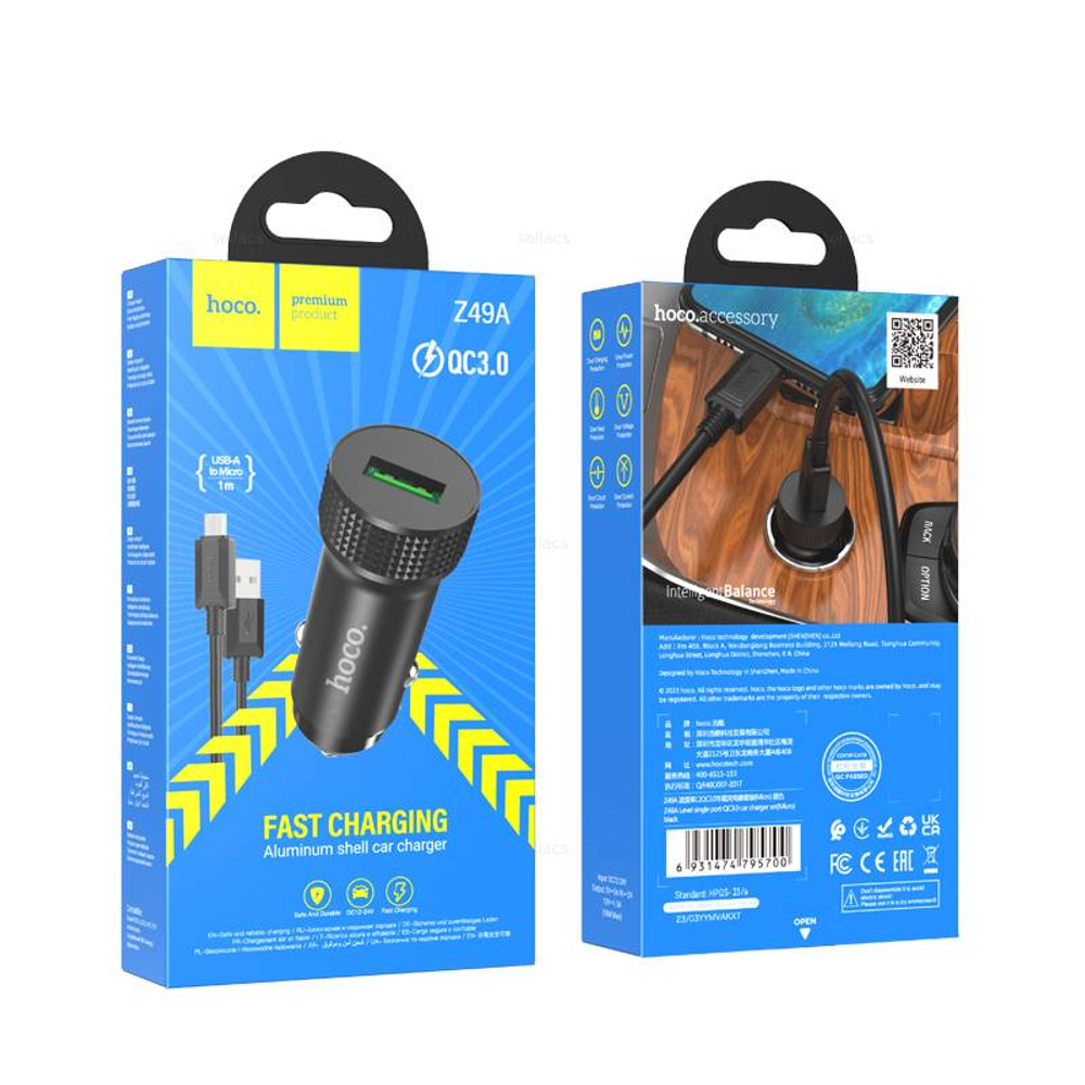 Автомобильное зарядное устройство для Micro-USB Hoco Z49A (black)