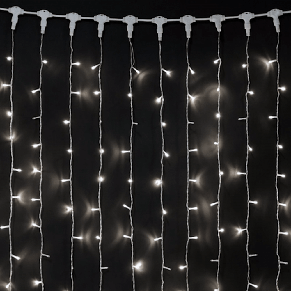 Светодиодный занавес 1*9 м., 220В., 900 холодных белых LED ламп, прозрачный ПВХ, Laitcom (PCL901BL-10-2W)