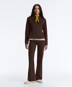 OYSHO Расклешенные брюки с высокой посадкой и эффектом неопрена, коричневый