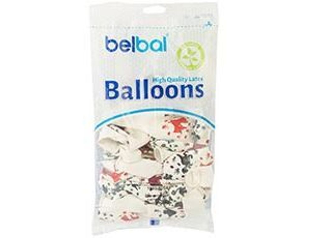 Шар (14"/36 см) Шелкография Динозаврики 5цв 25 шт.