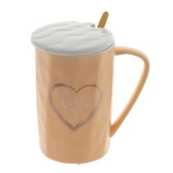 GAEM Кружка с крышкой и ложкой, 400 мл, L11 W8 H12,5 см, 4в.