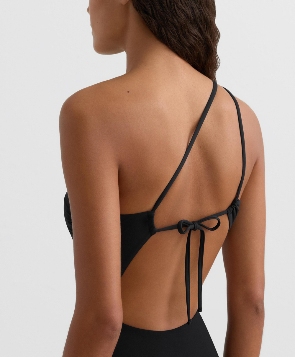 OYSHO Асимметричный купальник с завязками, черный