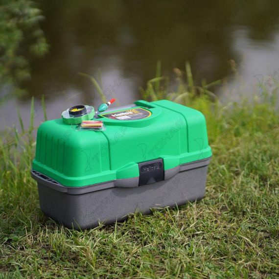 Ящик рыболова Helios трехполочный зеленый