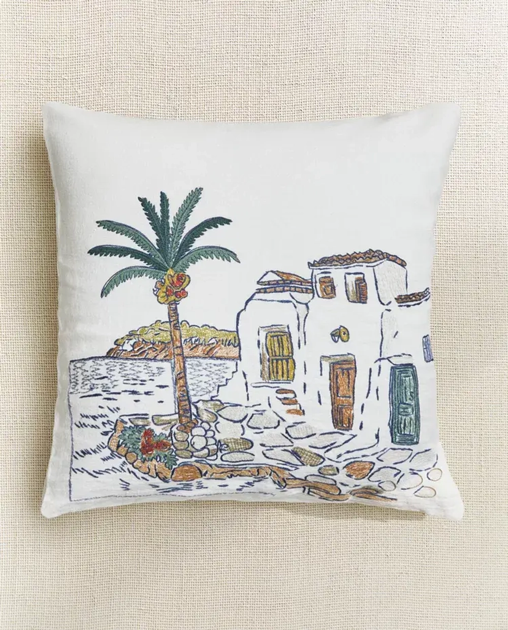 ZARA HOME НАВОЛОЧКА ДЛЯ ДЕКОРАТИВНОЙ ПОДУШКИ С ВЫШИВКОЙ, СВЕТЛО-БЕЖЕВЫЙ