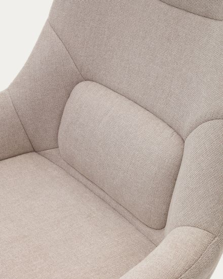 Celida Вращающееся кресло из бежевой синели и стали с черной отделкой Испания 