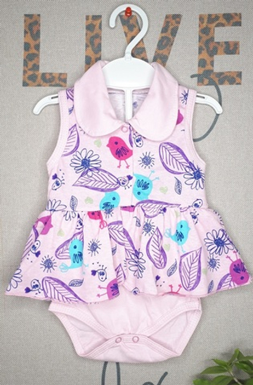 Боди платье Птички (розовый)