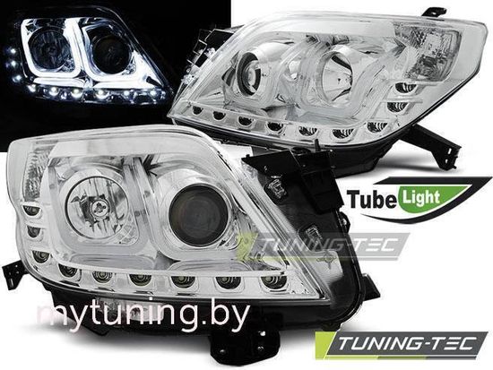 Передние фары tube light chrome для Toyota Land Cruiser Prado 150