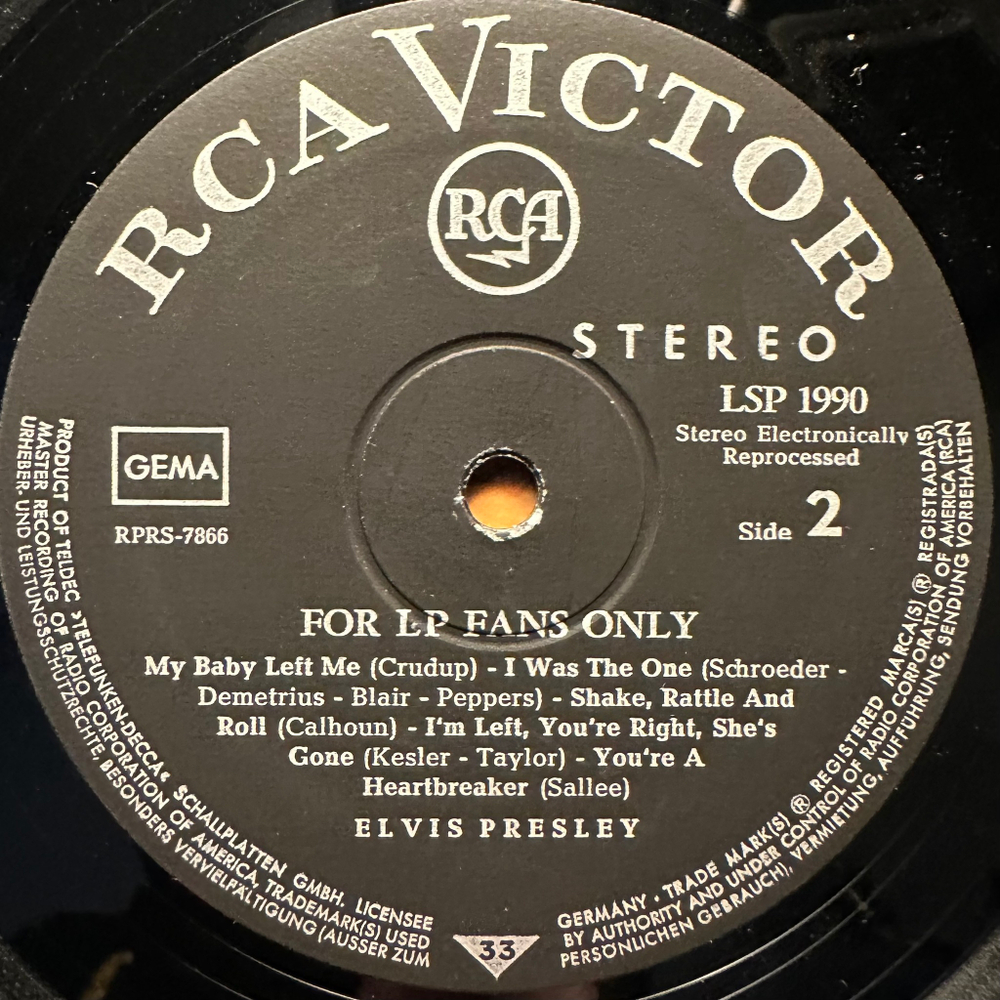 Elvis Presley ‎– For LP Fans Only (Германия)