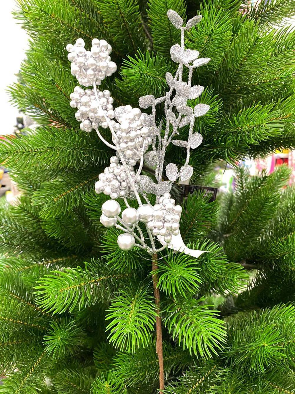 Ветка декоративная 40см серебристая SYHHB-032081