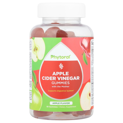 Phytoral, Жевательные мармеладки с яблочным уксусом, яблоко, 60 шт.